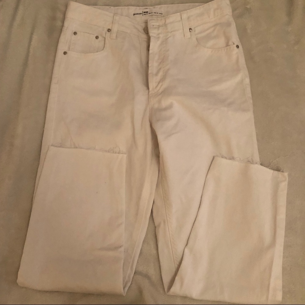 White raw hem mom jeans!